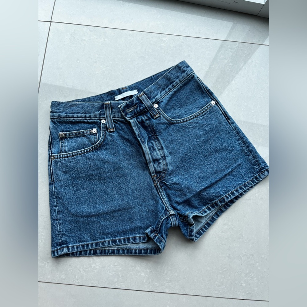 HELMUT LANG Masc Hi High Waist 
Button Fly Cotton Jean Shorts size 25